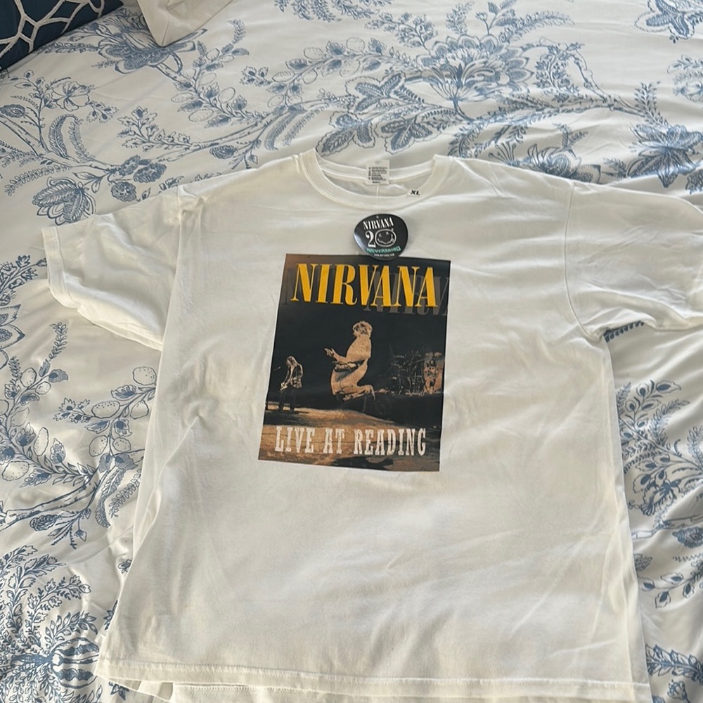 NIRVANA White Short Sleeve Tee with Graphic Design